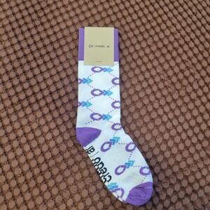 Credo AI Socks White Purple Blue Geometric Argyle Pattern Made in USA